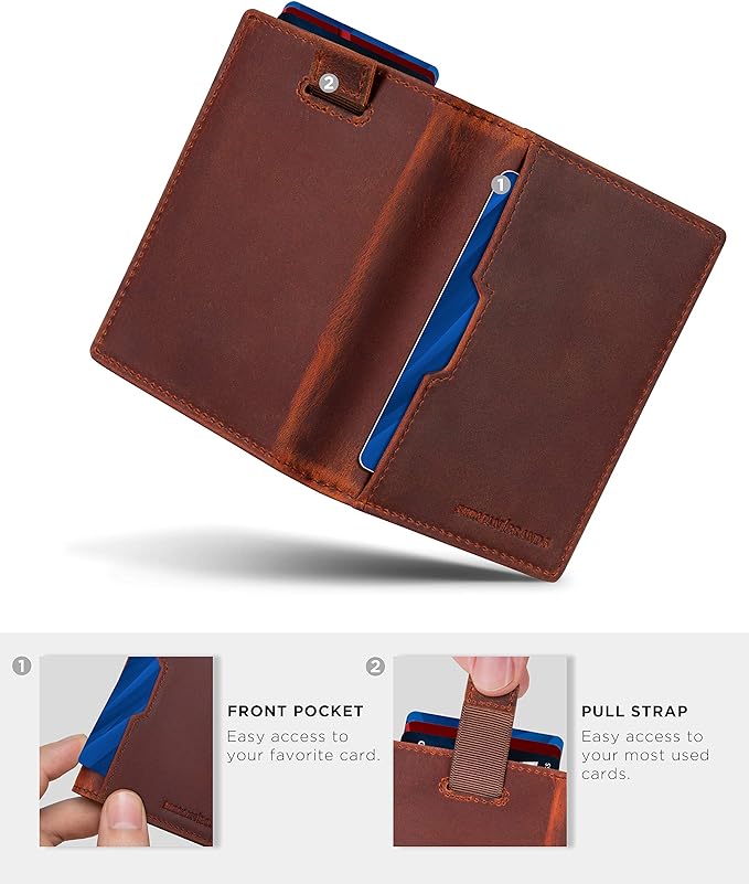 SERMAN BRANDS - Wallets for Men Slim Mens leather RFID Blocking Minimalist Card Front Pocket Bifold Travel Thin - Image 5