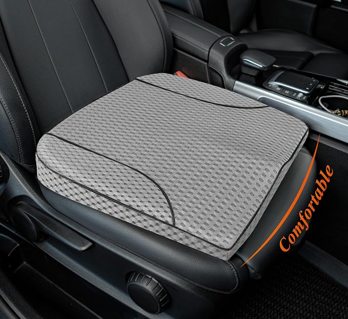 kingphenix Memory Foam Car Seat Cushion for Driving Comfort and Office Use | Coccyx and Lower Back Pressure Relief, Non-Slip Seat Cushion for Car, Truck, SUV, Long Drives and Office Chair, 4D Mesh Gray by kingphenix