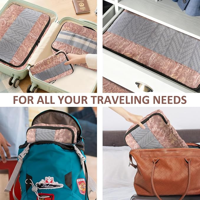 U+U 5 Set Packing Cubes, Travel Organizers with Shoe Bag (Paisley Pattern) | Ultralight Design & Easy Travel Organization - Image 6