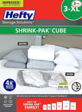 Hefty Shrink-Pak Vacuum Storage Bags - Space Saver for Under Bed Storage, Clothing and Comforters, Odor Resistant, 3X More Storage Space - 3 XL Cubes Bags by HeftyShrinkPak