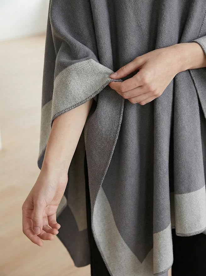 Shawl Wraps for Women Reversible Open Front Ruana Poncho Soft Cozy Cardigan for Fall and Winter - Image 2