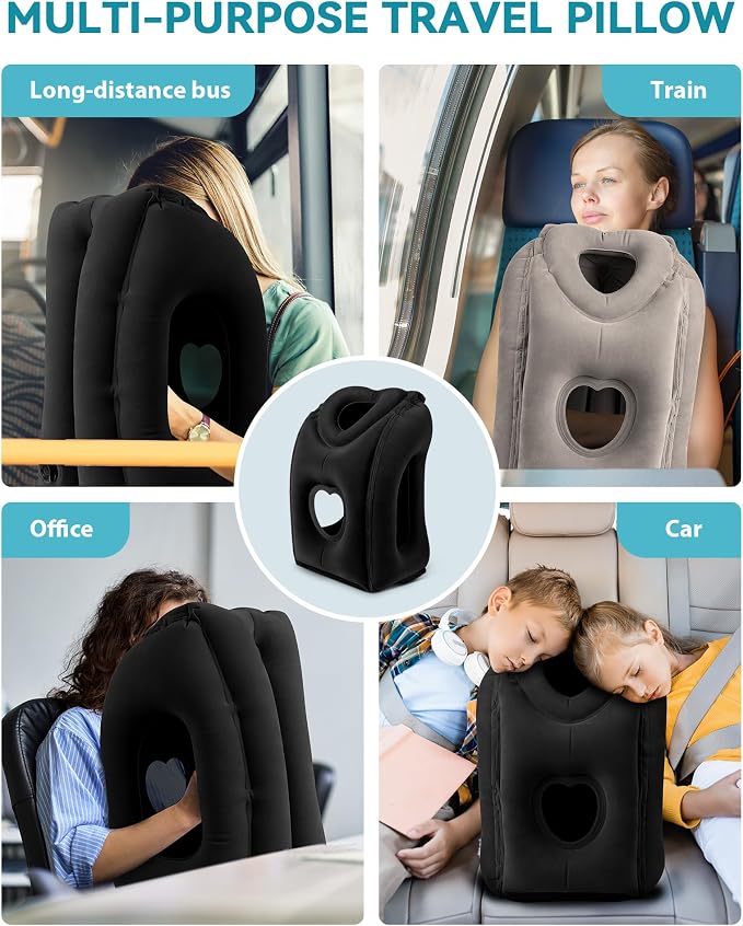 Travel Pillow,Inflatable Airplane Pillow for Sleeping to Avoid Neck and Shoulder Pain,Supports Head and Chin Used for Airplane,Car,Bus and Office - Image 7