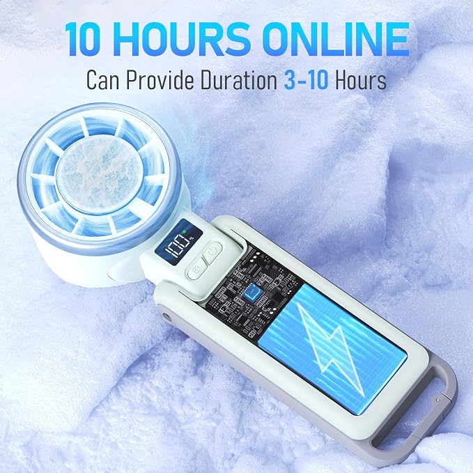 PlayHot Portable Handheld Cooling Fan, Travel Essentials, Gifts for Women | Instant Cooling, 10m/s Airflow, 5-Speed, 10H Max, USB-C Rechargeable, LED Display, 3-in-1 Foldable for Cruise, Beach Vacation - Image 5