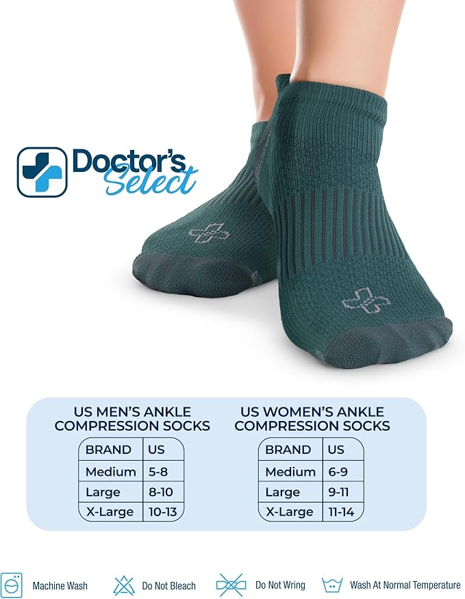 Doctor's Select Copper Ankle Compression Socks for Women and Men - 4 Pairs | Athletic Running Plantar Fasciitis Socks - Image 2