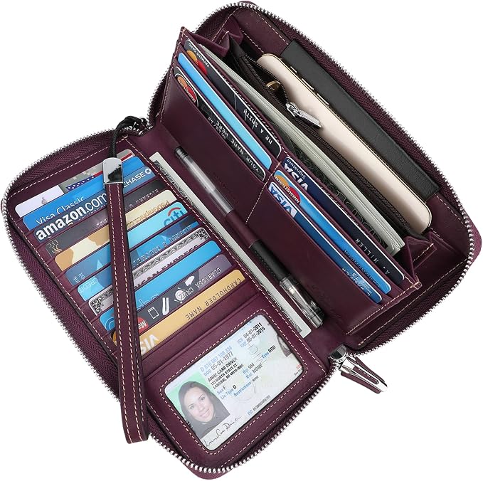 Small Compact Women Wallet RFID Blocking Genuine Leather Bifold Purse with ID Windows - Image 2
