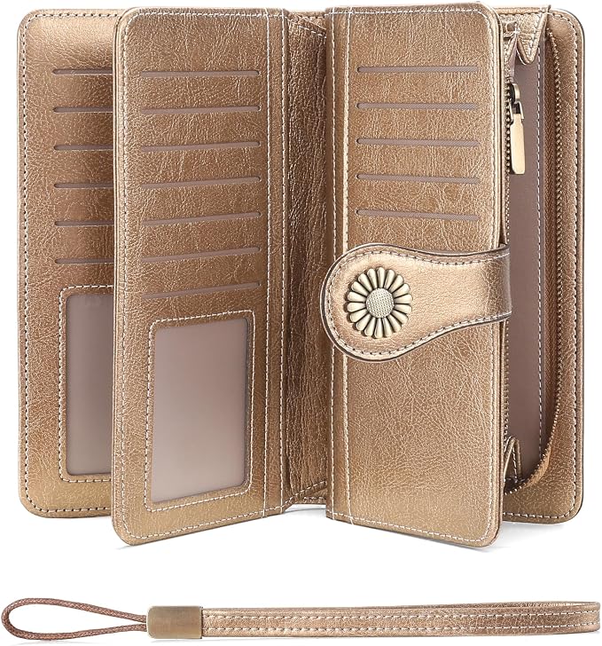 SENDEFN Wallets for Women Leather Credit Card Holder with RFID Blocking Large Capacity Wristlet | with RFID Blocking by SENDEFN