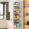 Delamu Pantry Door Organizer, Adjustable Metal Over the Door Pantry Organizer Rack, 6-Tier Over the Door Spice Rack, Kitchen Pantry Door Organizers and Storage, D5 W12 H52.1 inch, White, Small by DELAMU