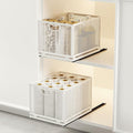 2 Pack Pull Out Cabinet Organizer, No Drill Adhesive Sliding Drawers for Kitchen, Metal Mesh Wire Storage Shelf for Pantry & Under Sink, White (9.6" W x 11.8" D x 8.4" H) by AmzAgeHomeKitchen