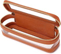 Pinkmik Makeup Brush Case, Brown, Slim | Clear Travel Cosmetic & Toiletry Bag, With Zipper, Small Purse Organizer, Car Essential for Women by Pinkmik