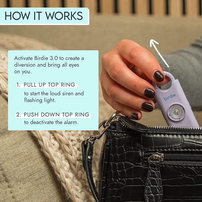She’s Birdie 3.0 New Version – The Original Personal Safety Alarm for Women by Women–Loud Siren, Flash Light and Rechargeable Battery in a Variety of Colors (Indigo Blue) - Image 4