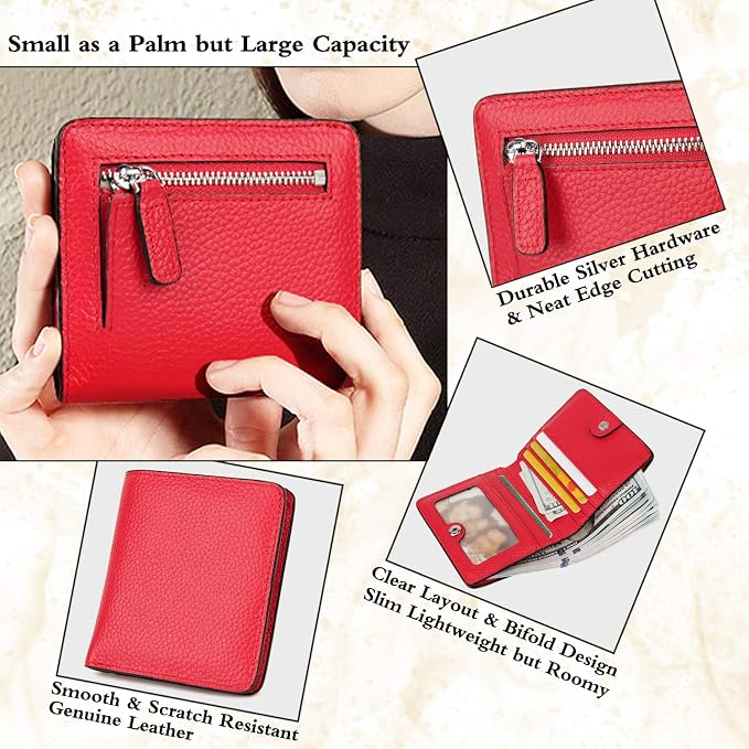 Small Leather Wallet for Women, Ladies Credit Card Holder RFID Blocking Women's Mini Bifold Pocket Purse - Image 3