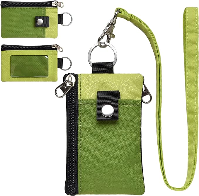 CHENSPRX Minimalist RFID Blocking Small Wallet with ID Window,WaterResistant Zip Id Case Wallet with Lanyard Keychain for Cards,Cash,Travel,Women,Men by CHENSPRX