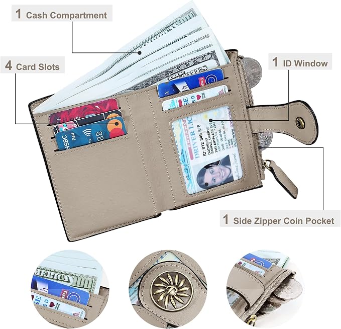 Tipmile Small Wallet for Women Bifold RFID Blocking Card Holder Leather Wallets with Zipper Coin Pocket - Image 2