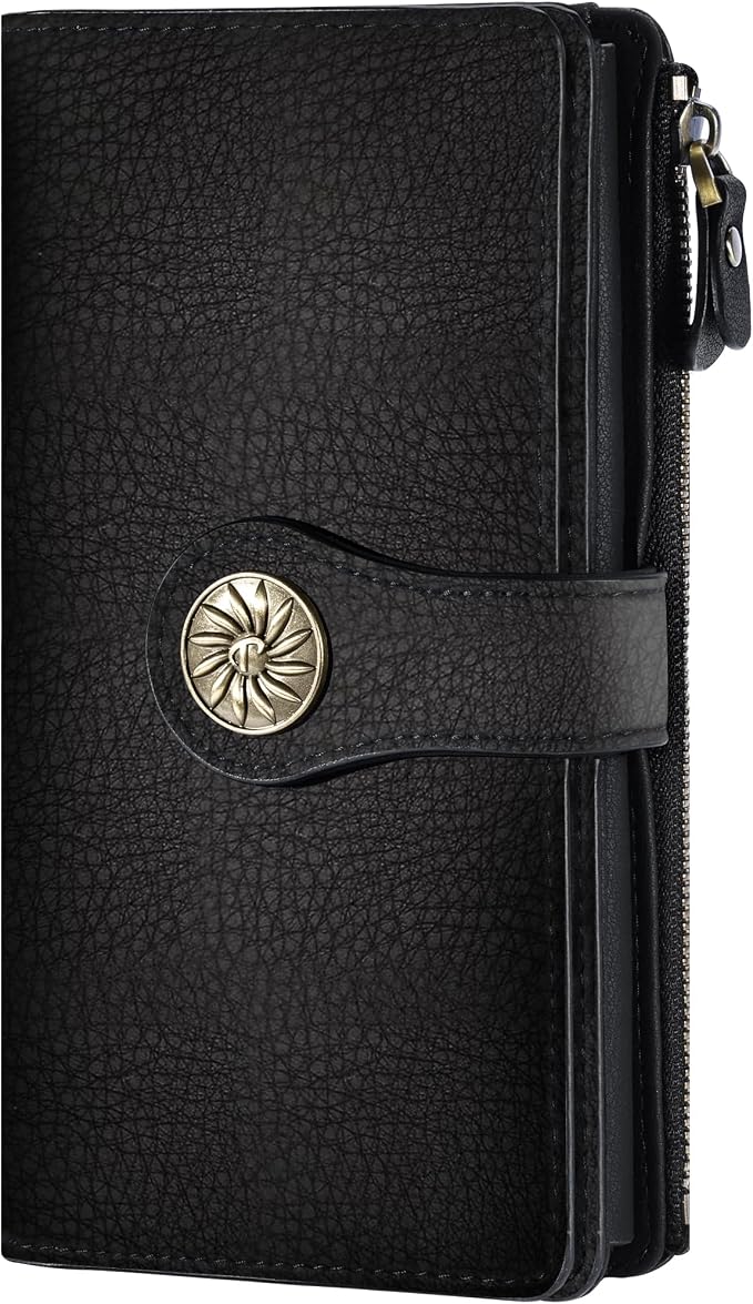 Travelambo Women's Wallet RFID Blocking Trifold Clutch Large Capacity Credit Card Holder Travel Purse by Travelambo