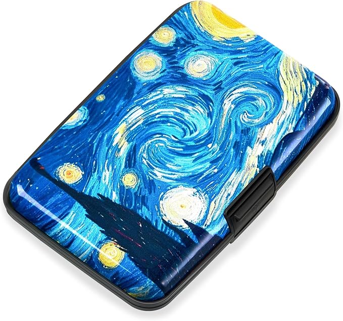 Mayski Credit Card Holder for Women RFID Blocking Wallet, The Starry Night | Card Wallets for Women Small Mini Business Metal Accordion Aluminum Alloy Hard Case for Men by SLIMELEGANCEPERSONIFIED