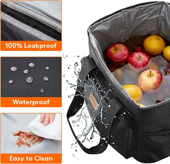 Lifewit Large Lunch Bag, Insulated Lunch Box, Soft Cooler Cooling Tote for Adult Men Women, Black 40-Can (24L) - Image 5