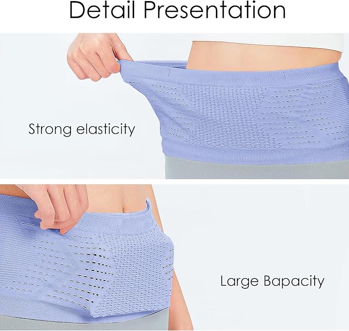 Slim Running Belt, No-Bounce Hidden Waist Pack with 360° Opening for Soft Flask, Cellphones, Keys or Gels, Purple, Medium - Image 5