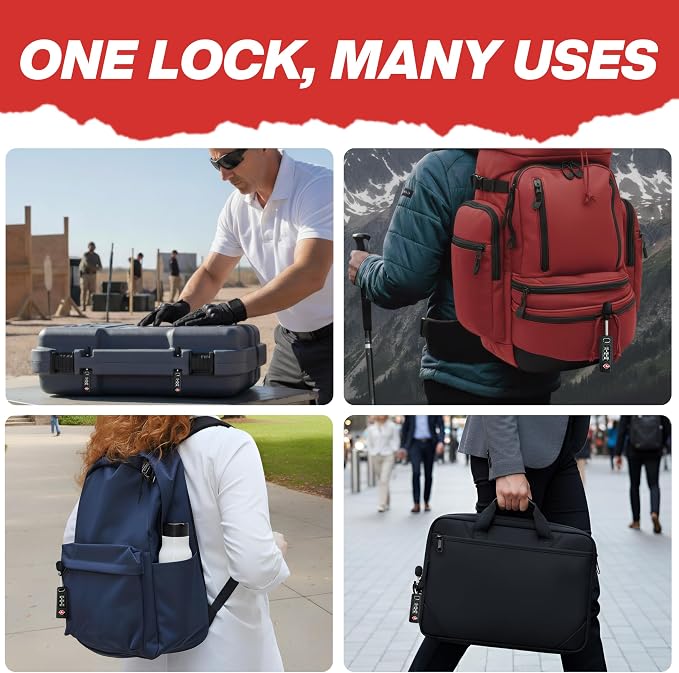 TSA Combination Lock, 3-Digit Luggage Backpack Gun Case Padlock, Black - Image 4