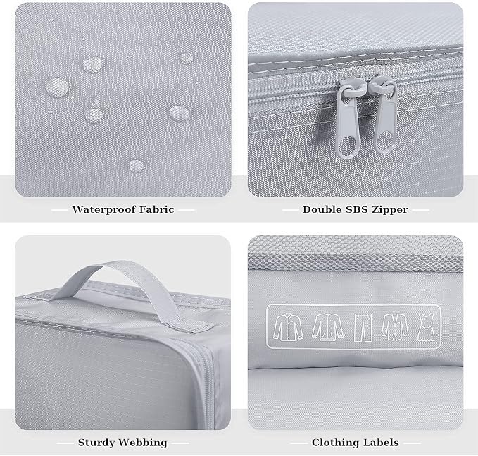 Mossio 6 Set Packing Cubes with Shoe Bag - Lightweight Travel Luggage Suitcase Organizers - Image 3