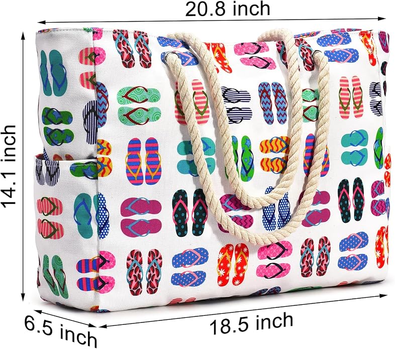 Becokan Beach Bags for Women Large Waterproof Beach Tote Bag Zipper Beach Bags Waterproof Sandproof Swim Pool Bag Large Tote - Image 6