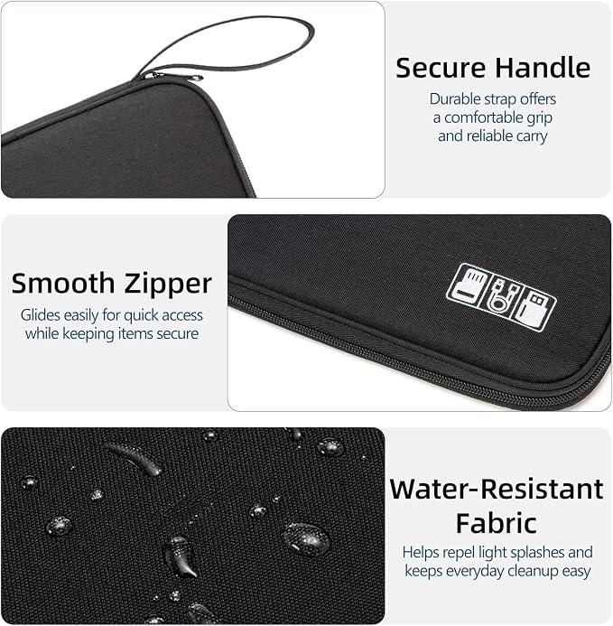 Cable Organizer Bag, Electronics Case for Cords, Chargers & Tech | Organize cables, chargers and power banks with elastic loops, mesh pockets and a slim design for travel. - Image 5
