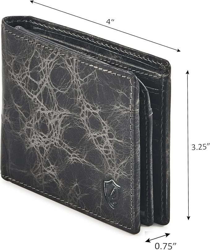 Wallet for Men Slim RFID Blocking Leather Bifold Minimalist 2 ID Windows Gift Box Carteras Para Hombres (DISTRESSED, ANTHRACITE) - Image 3