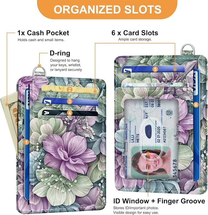 SEAVILIA Small Credit Card Holder for Women, Slim RFID Blocking Wallet | Cute Mini ID Card Case, Thin Minimalist Pocket Wallet, Gift for Girls, Happy Flower - Image 4