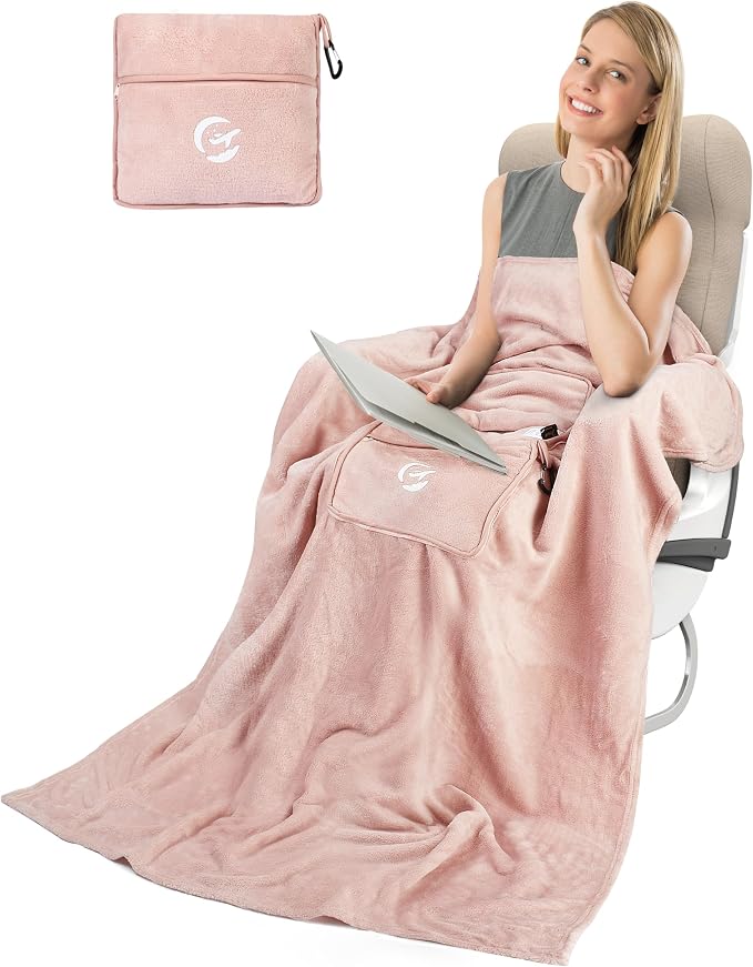 Tirrinia Soft Travel Blanket Pillow, 3-in-1 Foldable Airplane Throw Blanket, Long Flight Essentials, Car Pillow, Lightweight Travel Accessories by Tirrinia