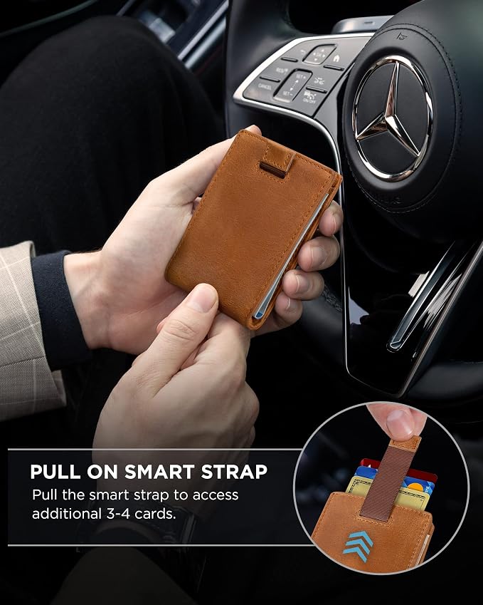 SERMAN BRANDS RFID Blocking Slim Bifold Genuine Leather Minimalist Front Pocket Wallets for Men with Money Clip Thin Mens - Image 5