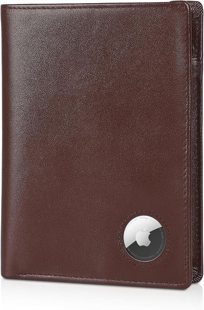 Polare Leather AirTag Passport Holder RFID Blocking Travel Bifold Wallet | Luxury Napa Cowhide Leather, AirTag Slot, Vintage Passport Cover Case, International Travel Wallet, Coffee by polareoriginal