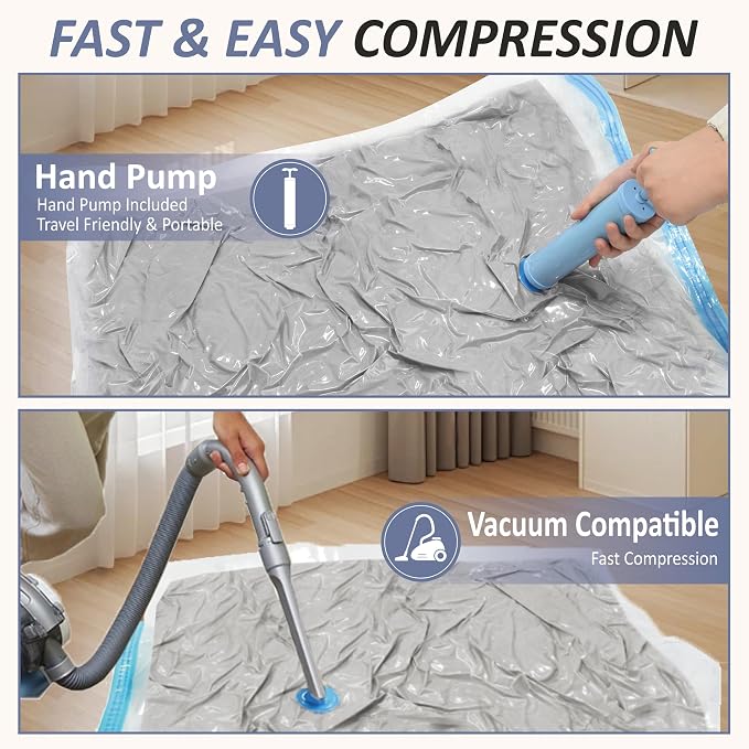 Cozy Essential Vacuum Storage Bags, 80% Compression Vacuum Seal Space Saver Plastic Packaging Bags for Clothes, Blankets, Pillow, Bedding, Comforters, Sealer Clothing Storage,4 XXL Jumbo - Image 5