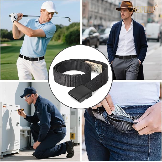 Travel Security Money Belt with Hidden Money Pocket - Cashsafe Anti-Theft Wallet Unisex Nickel free Nylon Belt by JASGOOD - Image 4