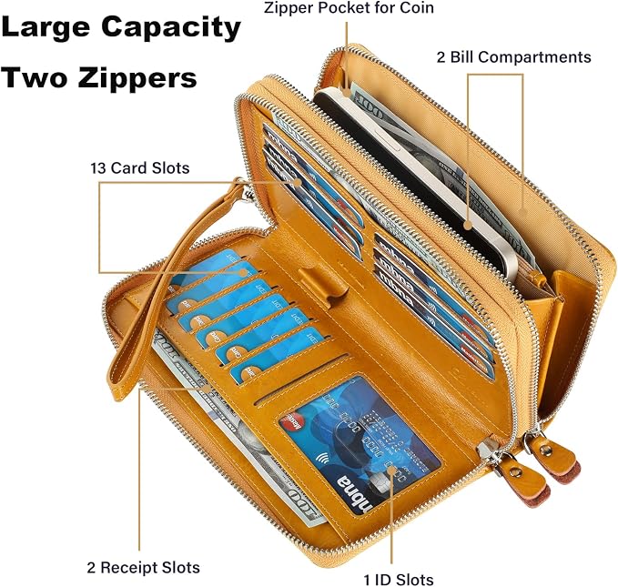 Small Compact Women Wallet RFID Blocking Genuine Leather Bifold Purse with ID Windows - Image 4
