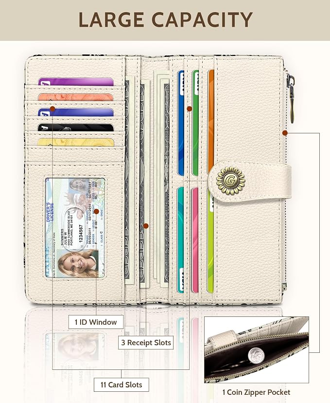 GIANCOMICS Crow Womens Wallet RFID Blocking, Goth Credit Card Holder Bifold | Billfold, Cute Cash Purse, Travel Zipper Coin Pocket, Compact Clutch, PU Leather, ID Window, 11 Card Slots, Ladies Gift Woman - Image 3
