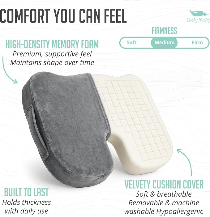 Premium Customizeable Seat Cushion, Gray | Moveable Holes, Customizable High Quality Foam, Relief for Lower Back, Sciatic, & Tailbone Pain - Image 5