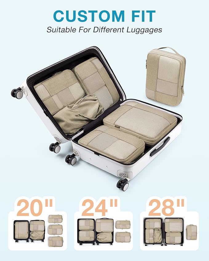 BAGSMART Compression Packing Cubes for Travel, 6 Set | Fits 20/24/28in Carry-On Suitcases, Compressible Bags Streamline Cruise Travel Essentials, Sturdy Handles, Machine Washable - Image 3