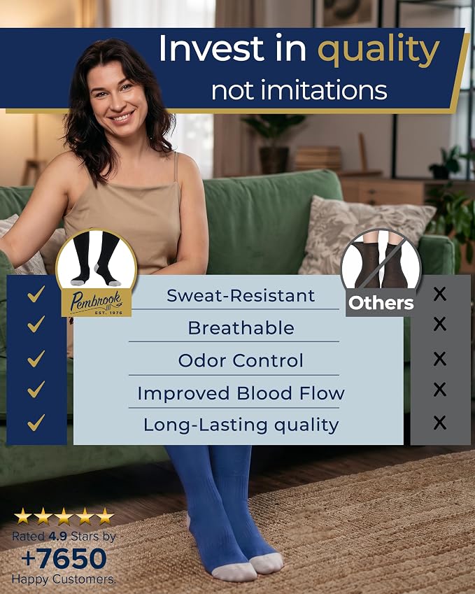 Pembrook 3 Pairs Plus Size Compression Socks Wide Calf - Bamboo Viscose Compression Socks for Women Wide Calf - Image 3