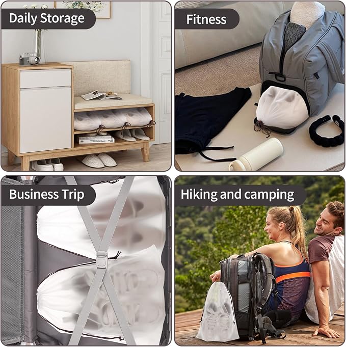 20 Pack Shoe Bags - 15.7" x 11.8" Clear Large Waterproof Portable Drawstring Shoe Storage Bags for Packing Travel Essentials - Image 7