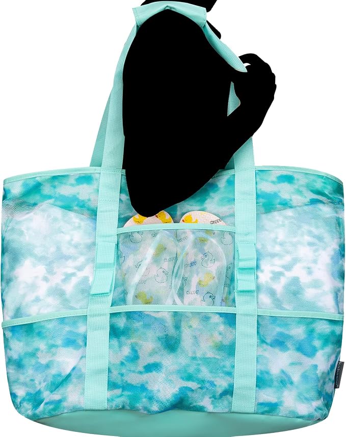 KABAQOO Mesh Beach Bag, Extra Large Beach Bags with 9 Pockets & Zipper Waterproof Lightweight Beach Tote for Beach/Pool Trip - Image 6