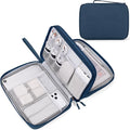 FYY Electronic Organizer, Travel Tech Pouch Bag, Extra Large, Navy | Wrist Strap, Waterproof, Double Layers Electronics Travel Case for iPad, Cord, Laptop Charger, Daily and Business Trips Use by FYY