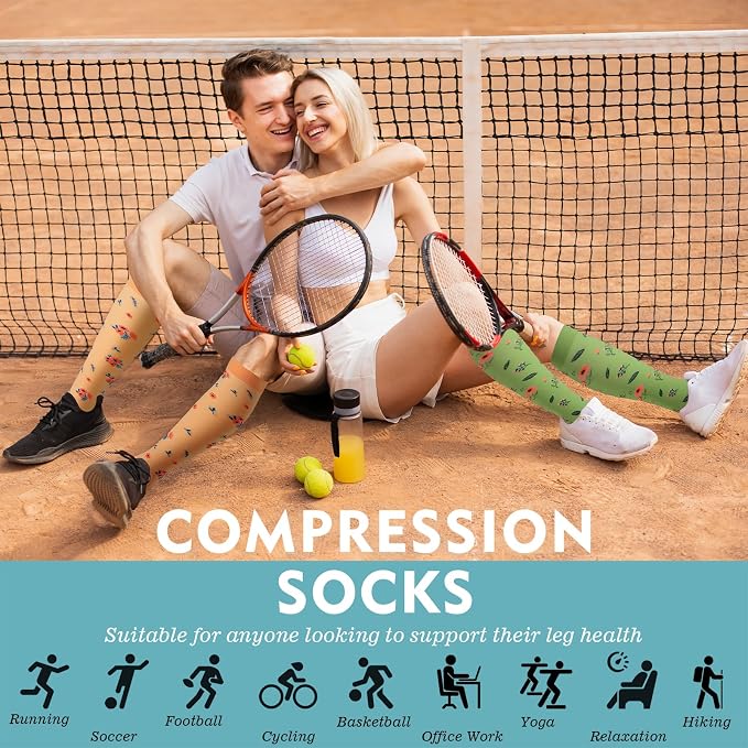 Compression Socks for Women & Men 6 Pairs | 20-30 mmHg Breathable & Moisture-Wicking Comfortable & Skin-Friendly Knee High Support Socks for Nurse, Travel, Pregnancy - Image 6