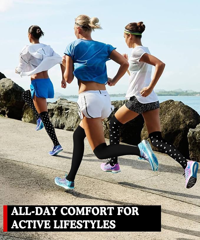 Aoliks Compression Socks for Women and Men 4 Pairs, Mild Support | Long Knee High Stockings for Nurses Running Travel Flying Pregnancy Athletic 15-20 mmHg - Image 2