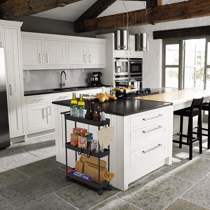 Simple Houseware 3-Tier Slim Rolling Cart w/Handle 5.5" Wx27.5 H, Black | Storage Cart for Narrow Space (5.5-Inch Wide) Kitchen, Bathroom, Laundry Room - Image 7