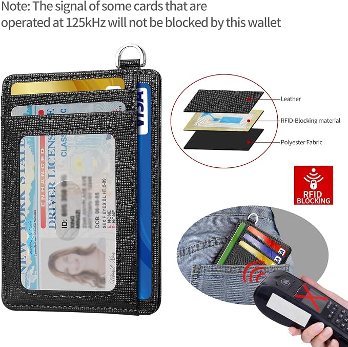 Slim Minimalist Front Pocket Wallet, RFID Blocking Credit Card Holder Wallet with Detachable D-Shackle for Men Women - Image 4