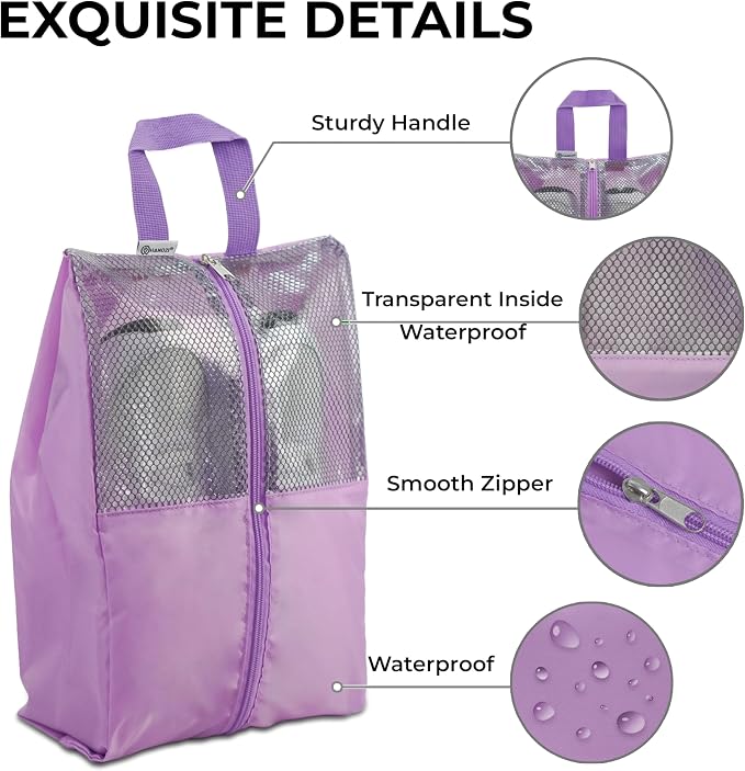 Shoe Bags For Travel, Used As For Storage or Shoe Travel Bag, Space Saving When Travelling With This Travel Shoe Bags For Packing, Sneaker Bag. (Light Purple, 2 Pack, Large) - Image 3