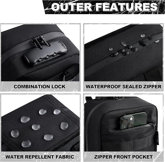 Storage Bag with Combination Lock Small Travel Medicine Lock Box Carbon Lined Tactical Molle Pouch Case Money Cosmetic Organizer - Image 2
