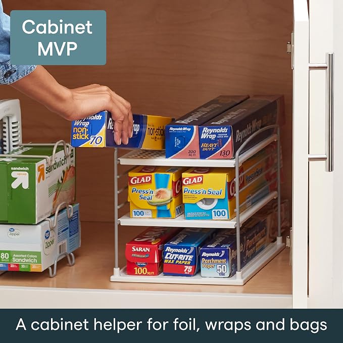 YouCopia UpSpace Adjustable Box Organizer for Foil Wrap and Kitchen Cabinet Storage, Original, White - Image 4