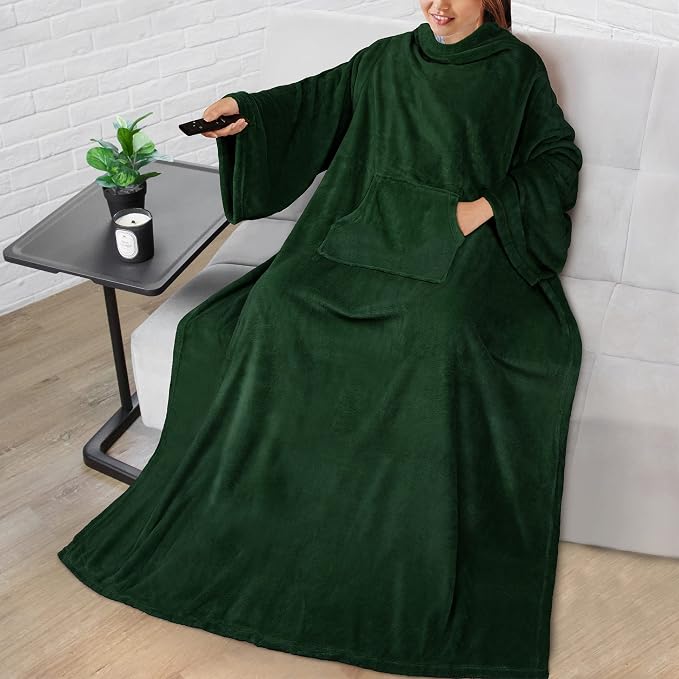 PAVILIA Blanket with Sleeves for Adult Women Men, Soft Warm Wearable Blanket Fleece Wrap Throw, Robe Blanket Gift - Image 9