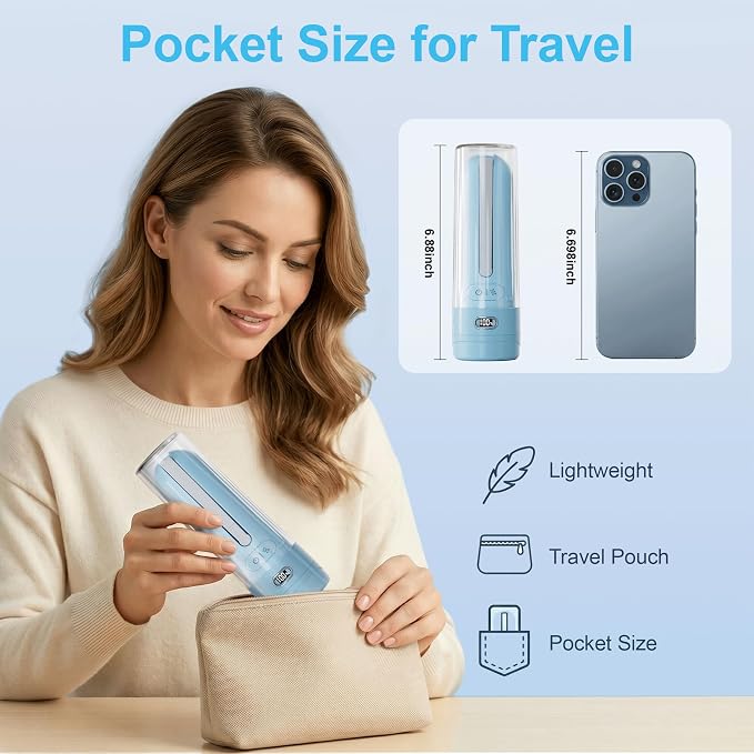 Electric Portable Bidet for Travel & Outdoor Camping, Sky Blue | Pocket size whisper-quiet handheld sprayer 3 pressure modes 1600mAh Long-lasting Battery USB-C Rechargable IPX7 Waterproof - Image 4