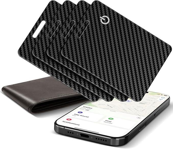 Wallet Tracker Card for Apple Find My (iOS Only), Ultra-Thin Bluetooth Tracker Smart Card Wallet Finder, IP68 Waterproof Slim Item Locator for Wallets, Keys, Passport & Luggage Tags (Jet Black) by MUSINOTE